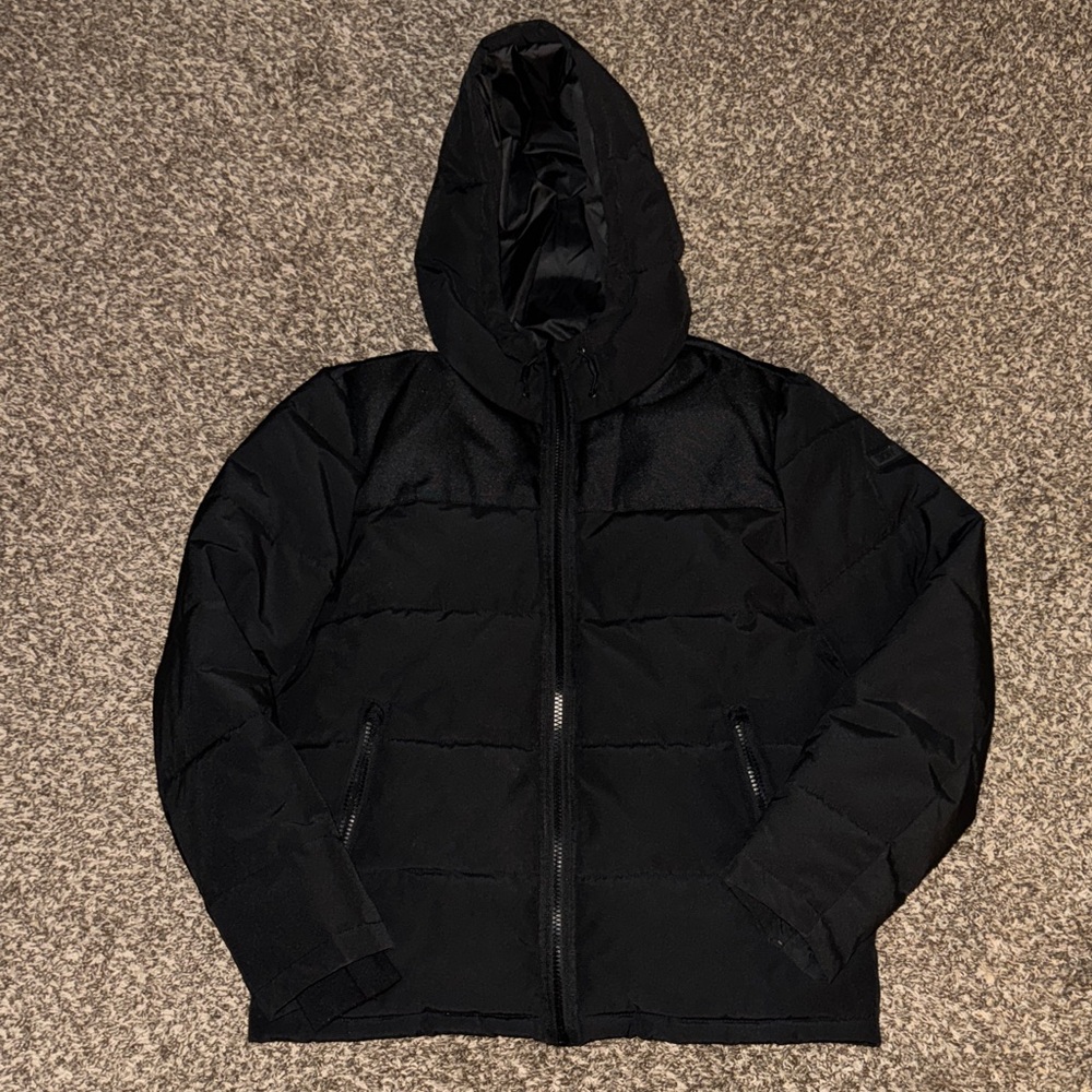 DKNY Men's Black Hooded Puffer Jacket